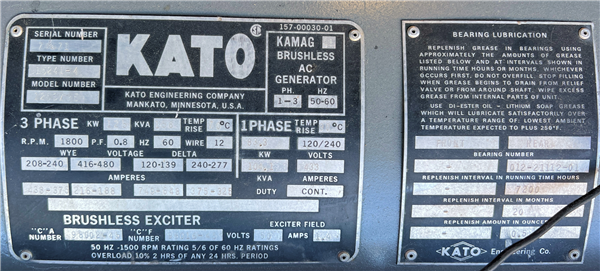 Kato Model 125sx9e Generator)